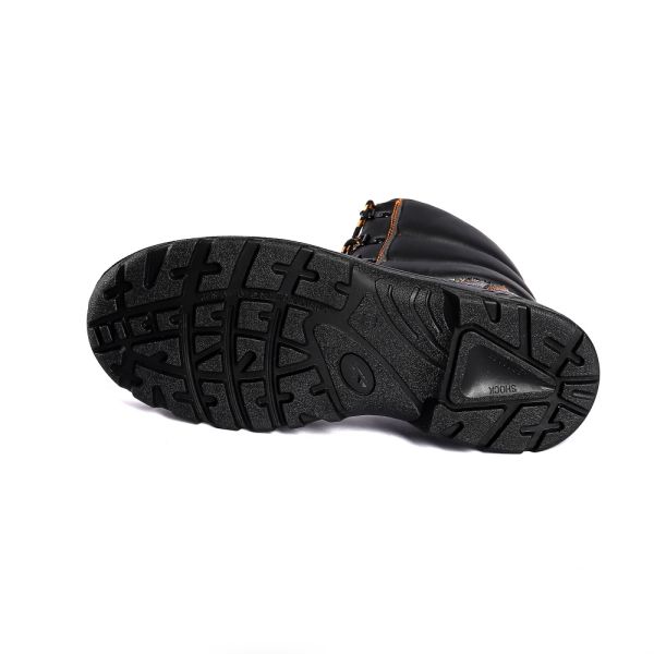 Black Leather Cut Steel Toe Protection Anti Slip Function Action Safety Shoes Shock Proof