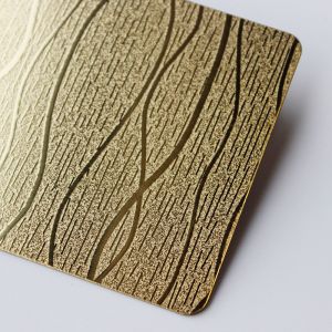 304 316 4x8 ft PVD Gold Color Willow Stripe Pattern Etched Decorative Stainless