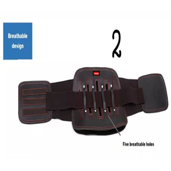 Leather Magnetic Adjustable Waist Back Support Belt Lumbar Back Brace