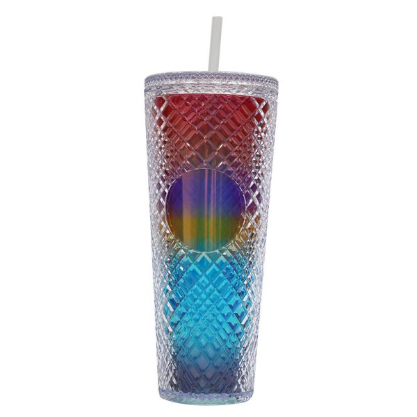 Buy Semi Transparent Honeycomb Textured Tumbler With Straw 24 Ounce Volume at wholesale prices