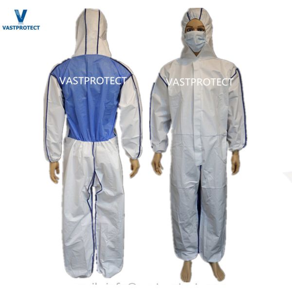 Gender-Neutral Microporous Laminated Disposable Coverall with SMS Back Panel and