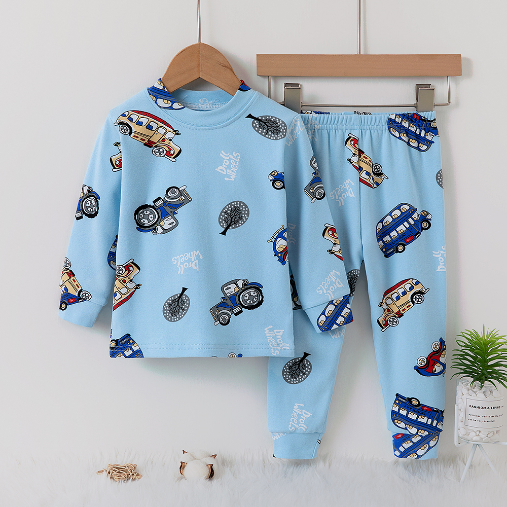 95% Cotton Kids Winter Night Suits Pajamas Hemming Design 130cm Heght 67cm Bust