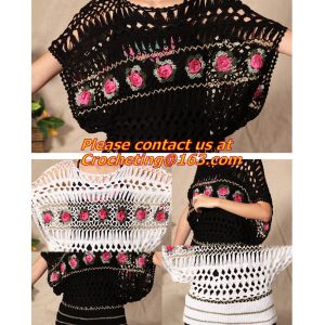 Handmade Crochet Multicolour Three-Dimensional Rose Cutout Knitted Sweater Pull