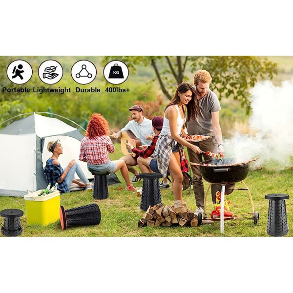 collapsible stool retractable folding telescopic telescoping foldable adults camping picnic BBQ