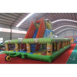 0.9mm PVC Large Inflatable Slide With Air Bouncer , Adults / Kids Blow Up Slide