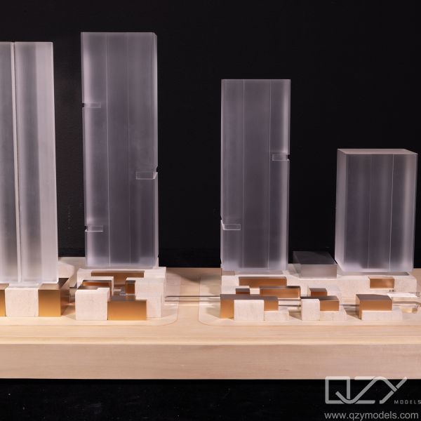 1:400 Scale Architectural Model in Acrylic Plexiglass with Conceptual Minimalism Style for Display
