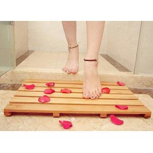 High Temperature Tolerance Bamboo Bath Mat , Wooden Bathroom Mat 22x15 Inches