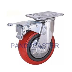Buy cheap Red Thick Polyurethane Heavy Duty Casters 6 Inch Swivel Caster With Brake from wholesalers