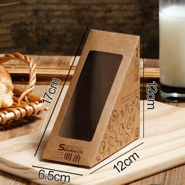 Recyclable Eco-Friendly Custom Logo Printing Food Grade Convenient Portable Triangular Cardboard Sanwich Box