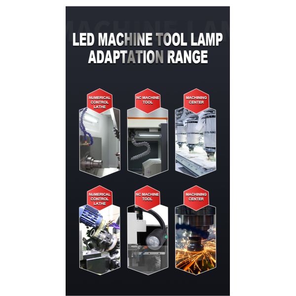 Aluminum CNC Machine Work Lights Tempered Glass IP68 300mm 400mm 600mm