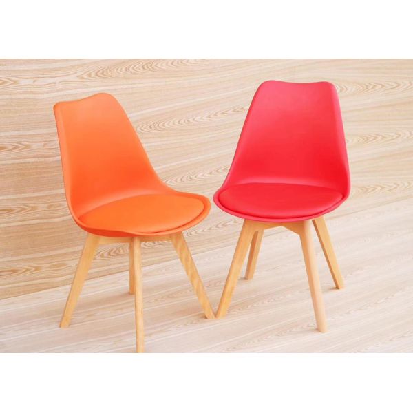 Buy Floor Protection Red Eames Chair , Thickened Beech Leg Simple Wooden Dining Chairs at wholesale prices