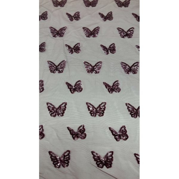 Luxary Butterfly Sequin Embroiderey Fabric Durable and Elegant Luxary Embroidery