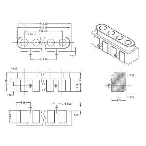Side Mounted Spring Loaded Connector Customized Pogo Pin Connectors 2.54mm Pitch