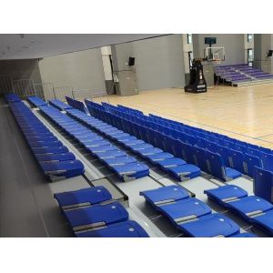 China Manual or Power Operation Retractable Bleacher Seating with High Grade HDPE Seat and Optional Handrail on sale