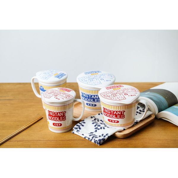 Sustainable Ceramic Instant Noodle Bowl , Porcelain Ceramic Ramen Bowl Set