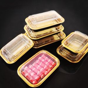 Customized Disposable Golden Beef And Mutton Roll Packaging Box Plastic PP