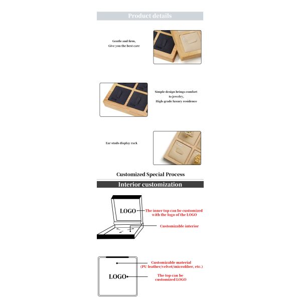 3x3 Multi Cells Solid Wood Jewellery Presentation Tray For Ear Rings Studs Exhibition