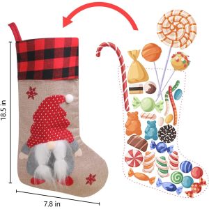 Christmas Stockings Unique 3D Gnomes Stockings Santa Claus Fireplace Hanging