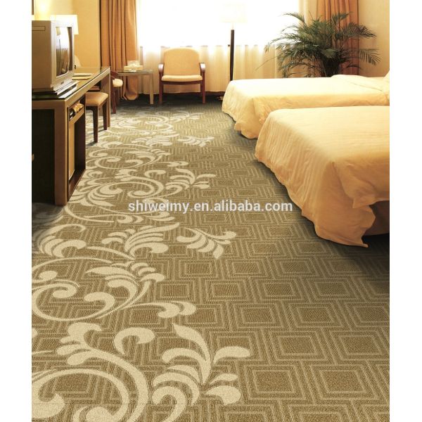 Wool carpets, High cut low pile blend jacquard carpets from bedroom