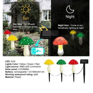 Waterproof Cute 5Watt Outdoor Solar Mushroom Lights