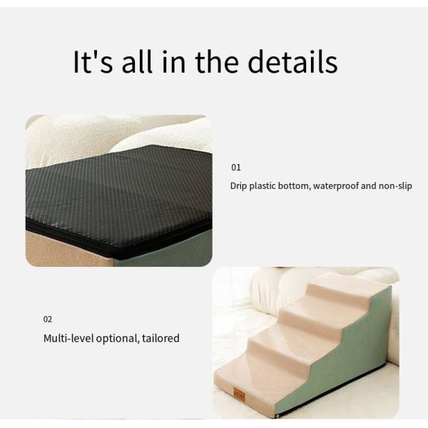 Dog Pet Stairs Non-Slip Climb Ramp Disassembled And Washed Elderly Dog Staircase