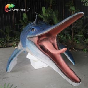 Handmade Mosasaur Fiberglass Statues For Outdoor Exhibition