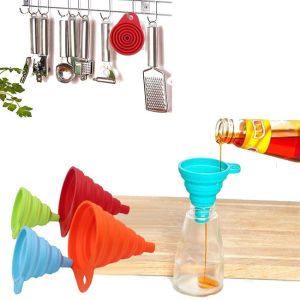 Silicone Collapsible Funnel Set Kitchen Gadget For Bottle Liquid Transfer