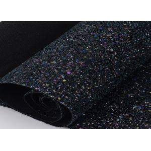 Cotton Backing Laser Black Glitter Fabric , Sparkle Mixed Glitter Material