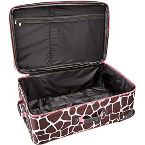Softside travelling 3Piece Pink Giraffe Spinner Suitcase Set Expandable