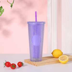 Holiday Icy Lilac Bling Studded Plastic Cold Cup Tumbler 24oz