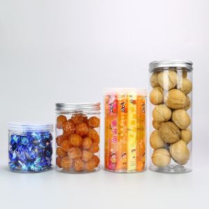 China Custom Clear Round Plastic Canisters Pet Food Can Dia 100mm Food Grade on sale