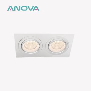 Quality Dual-Head Square Recessed Spotlight 20° Tilt &amp; Rotating Housing for sale