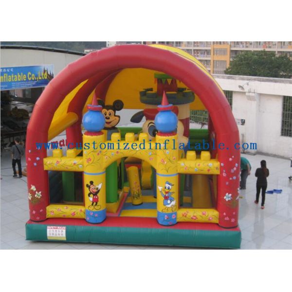 Donald Duck & Mickey Inflatable Amusement Park For Outdoor Child Games