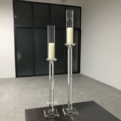 Luxury Crystal Candle Holders Wedding Centerpiece Tall Chimney 90CM