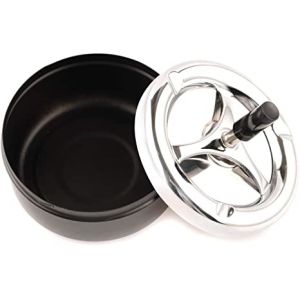 Round Push Down Smokeless Cigarette Ashtray with Spinning Tray