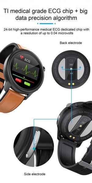 ROHS Ble 4.2 Nordic 52832 ECG Monitor Smart Watch