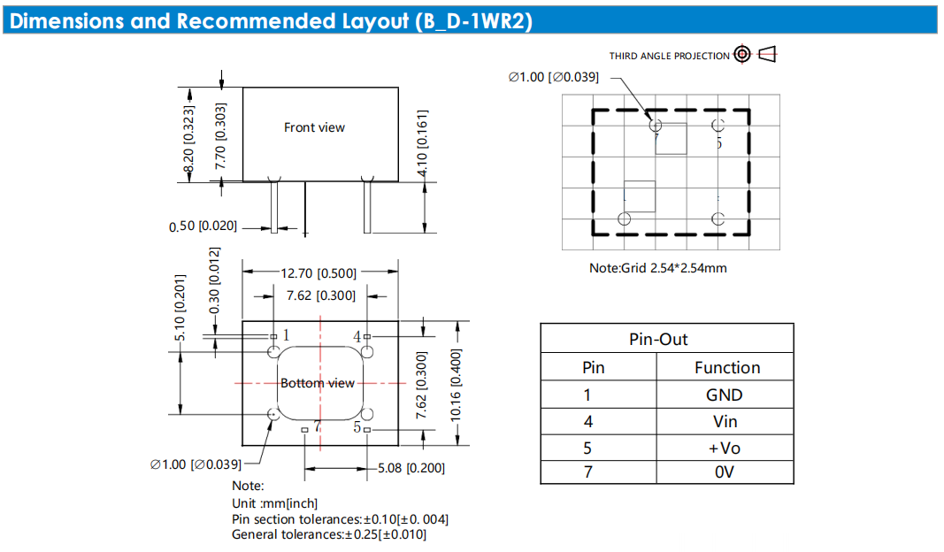 12VDC To 3.3VDC Automotive DC DC Converter Unregulated EN60950 1W
