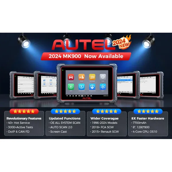 Autel MaxiCOM MK900 Diagnostic Tools CAN FD DoIP 8 Inch Bidirectional OBD2 Scanner 2024 Auto Diagnosis Upgrade of MK808B