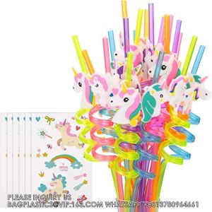 Reusable Birthday Party Rainbow Unicorn Straws Unicorn Party Supplies Birthday