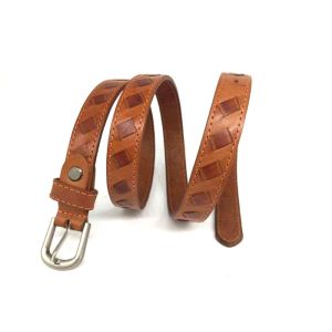 20mm Womens Full Grain Leather Belt Single Prong Buckle