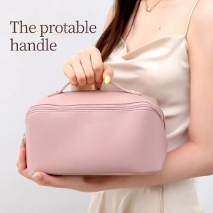 China Large Capacity Travel Cosmetic Bags Multifunctional Storage Makeup Bag PU Leather Makeup Bag on sale
