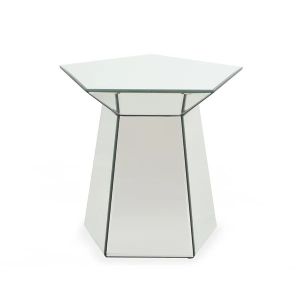 Glam design silver mirrored nightstand around shaped end table corner table for