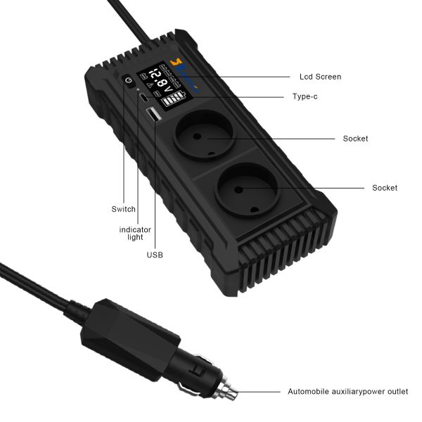 12V to 110V 220V Car Power Inverter with USB Plug and Socket