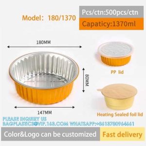 180mm Diameter 1370ml Fast Food Packing Pan Plates Disposable Food Tray Aluminum