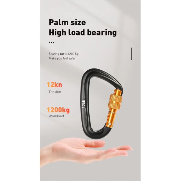 OEM Finish Manufactory Aluminum Climbing Carabiner with Screw Lock Customized