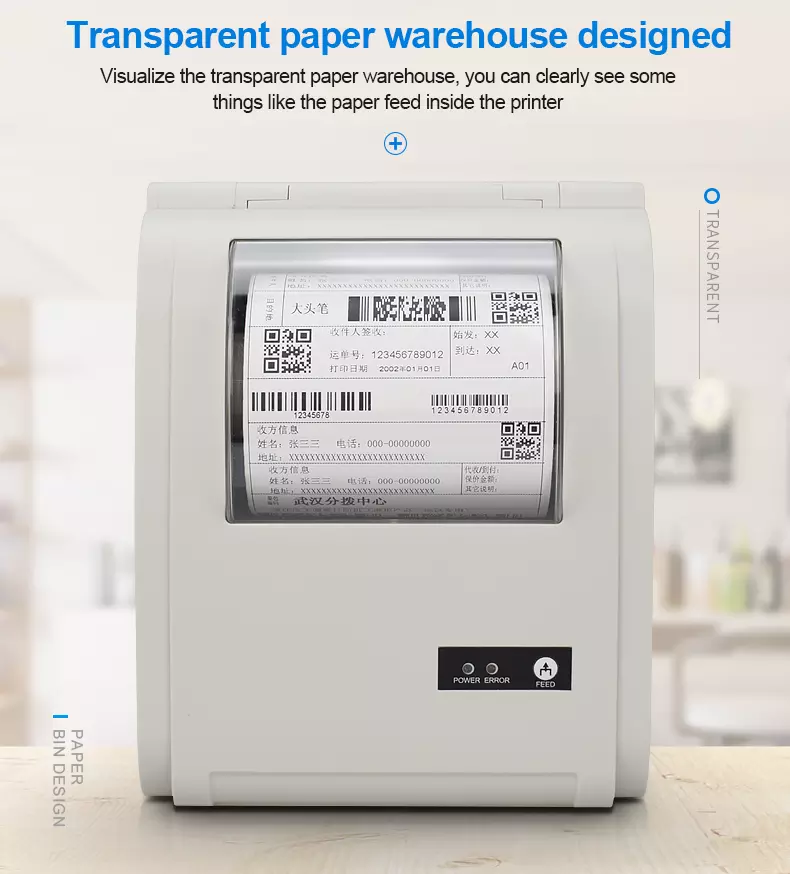 Black White 110mm 203dpi Thermal Label Sticker Printer Pos Use