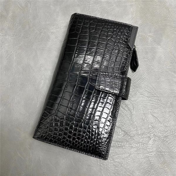 Authentic Crocodile Skin Businessmen Large Bifold Wallet Clutch Purse Exotic