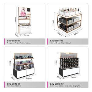 Makeup Store Rack Platinum Wooden Display Cabinet With Light Box For Customized