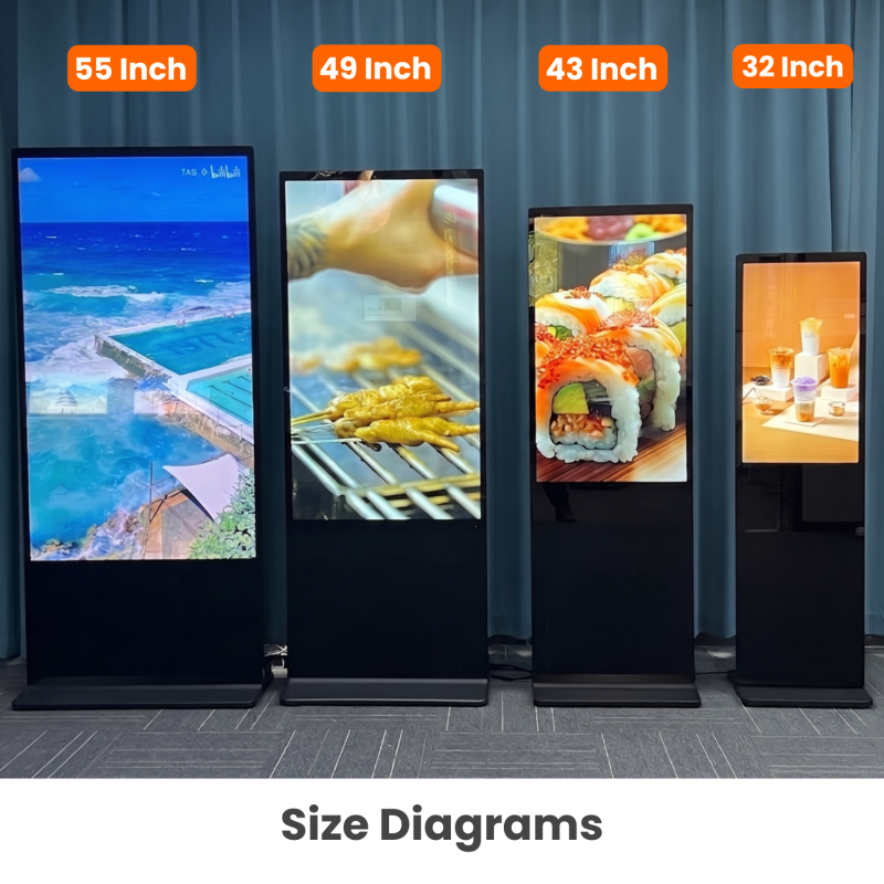 Floor Standing Digital Signage with Android/Windows OS, 1920x1080 Resolution, and 42-65 Inch Display