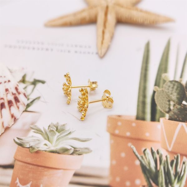 Buy Classic Small Gold Plumeria Earrings: Highlighted at wholesale prices